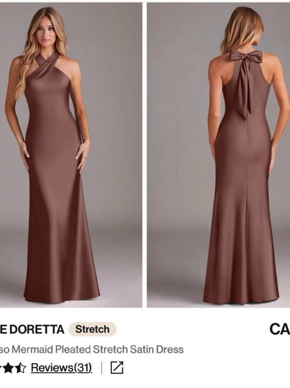 Azazie BNWT Doretta Dress - Espresso (Size A2)